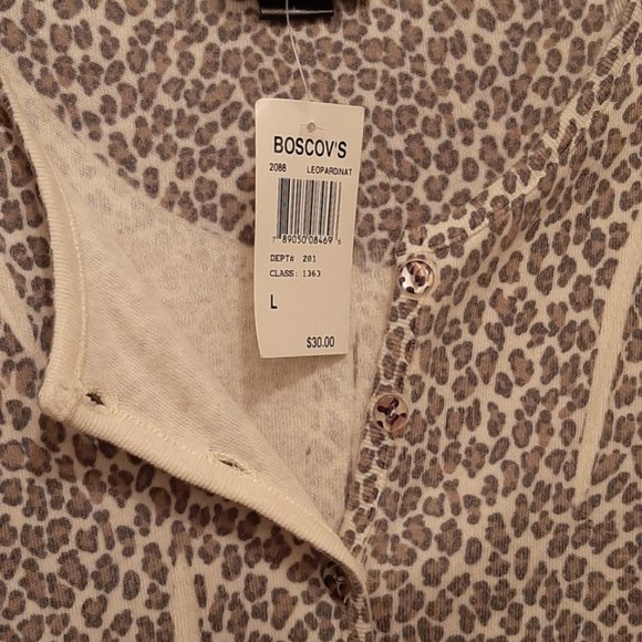 New with tags-Its our Time-sz L soft cotton Leopard cardigan sweater - Picture 2 of 6